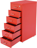 4 Drawer File Cabinet with Lock,Metal Office Filing Cabinets for Home Office,Metal Vertical File Storage Cabinet with Wheels,Storage A4/Letter/Legal (Red)