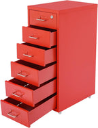 4 Drawer File Cabinet with Lock,Metal Office Filing Cabinets for Home Office,Metal Vertical File Storage Cabinet with Wheels,Storage A4/Letter/Legal (Red)
