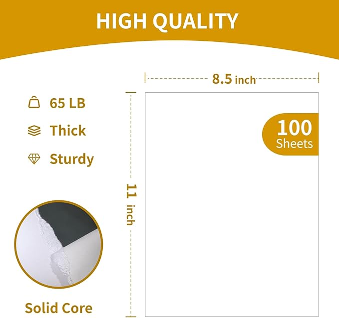 100 Sheets White Cardstock 8.5 x 11, Creebe 65lb White Card Stock Printer Paper - Image 2