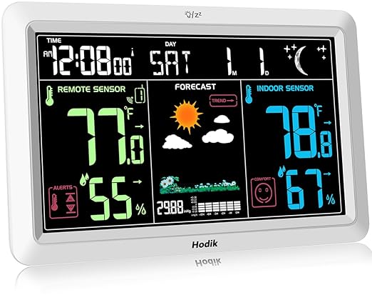 Weather Station with Atomic Clock Indoor Outdoor Thermometer Wireless, Humidity by Hodik