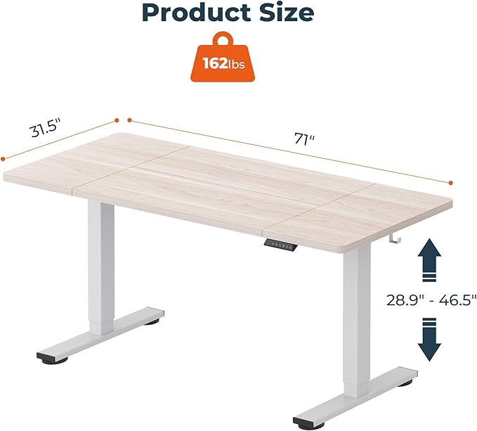 FitStand Standing Desk, Large 71x31 Inches Height Adjustable Stand Up Desks - Image 3