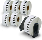 BETCKEY - Compatible Continuous Labels Replacement for Brother DK-2210 (1.1 in x 100 ft), Use with Brother QL Label Printers [6 Rolls + 1 Reusable Cartridge]