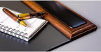 Walnut & Black Leather 34" x 20" Side-Rail Desk Pad - Image 4