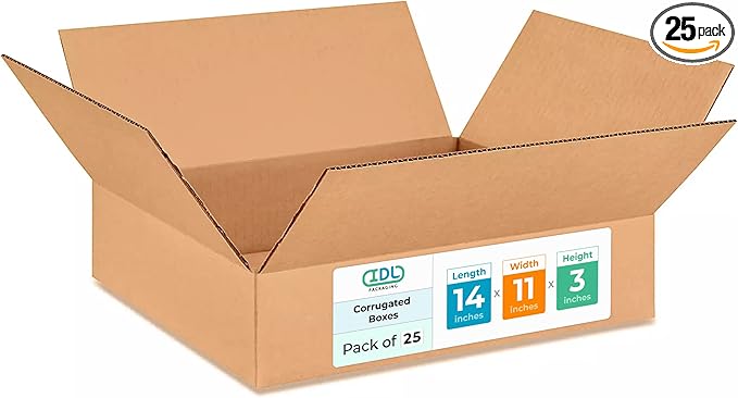 Medium Moving & Shipping Boxes 14"L x 11"W x 3"H by IDLPackaging
