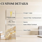 Custom Trophy with Logo/Text, Crystal-Clear Award Trophy – Modern Recognition Personalized Plaque for Office Excellence, Team Achievement & Competition Winners – Freestanding Corporate Bulk Appreciation Award
