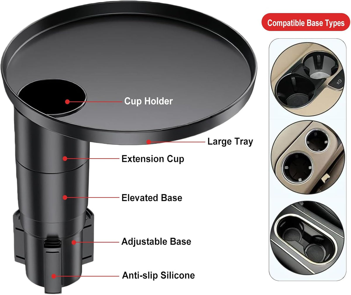 Car Tray 360° Rotating Cup Holder Table Organizer for Car Center Console Car ...