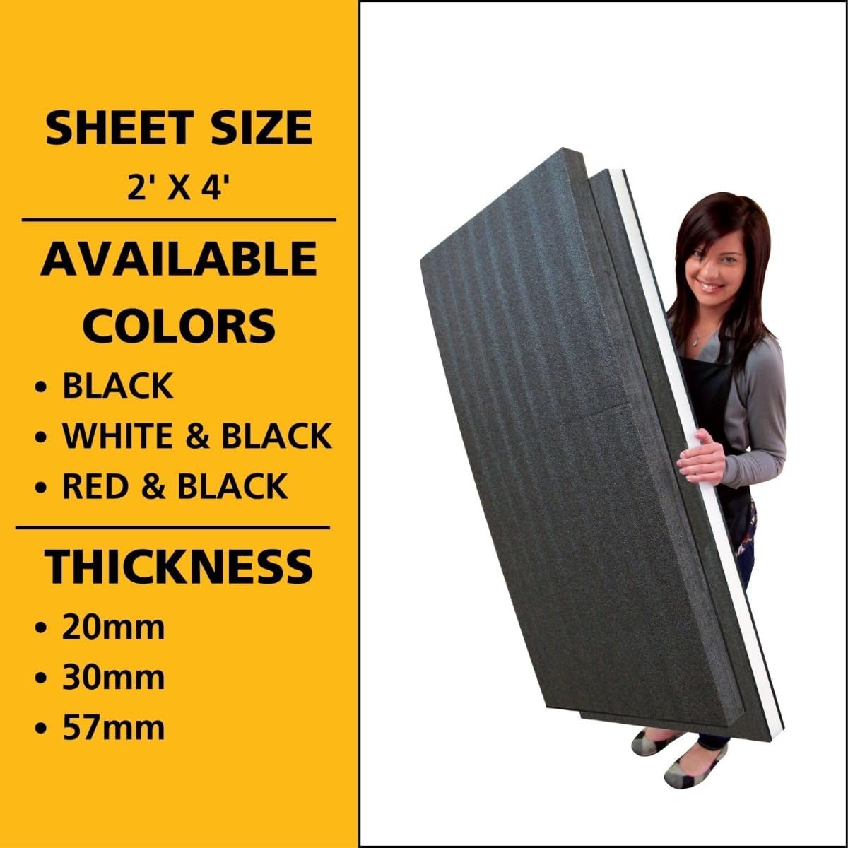 FastCap Kaizen Foam Sheet for Tool Organizers and Storage - Perfect for Professional Contractors and Technicians - 30mm Thickness, 2' x 4' Sheet Size, Black & Red