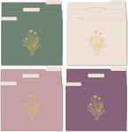bloom daily planners Decorative File Folders - Set of 12 Letter Size (8.5” x 11”) Organizers, 1/3 Cut Tabs - Aesthetic Folders for School & Office - Gold Foil Florals
