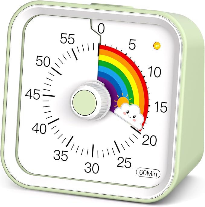 Visual Timer for Kids with Pause Function, Cute Silent Timer with Rainbow for by InfPokidCuteVisualTimer