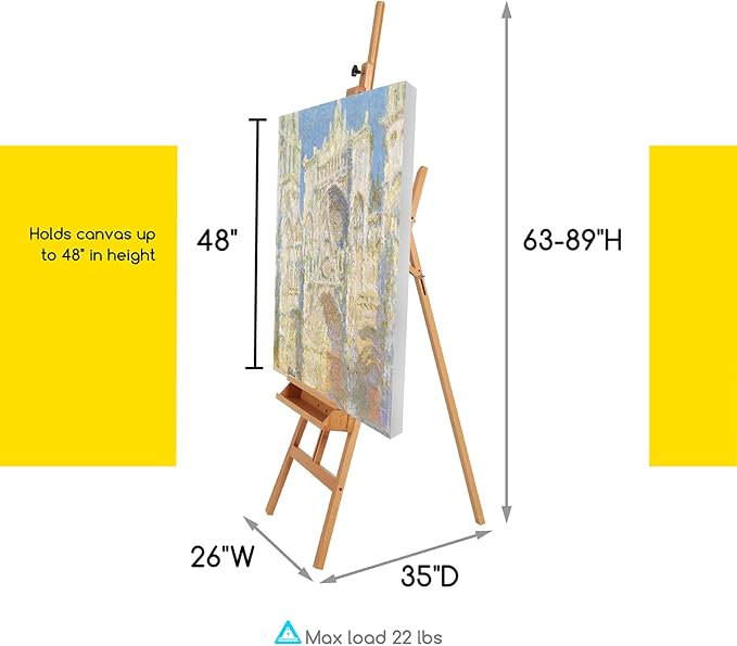 MEEDEN Large Painters Easel Adjustable Solid Beech Wood Artist Easel, Studio - Image 2