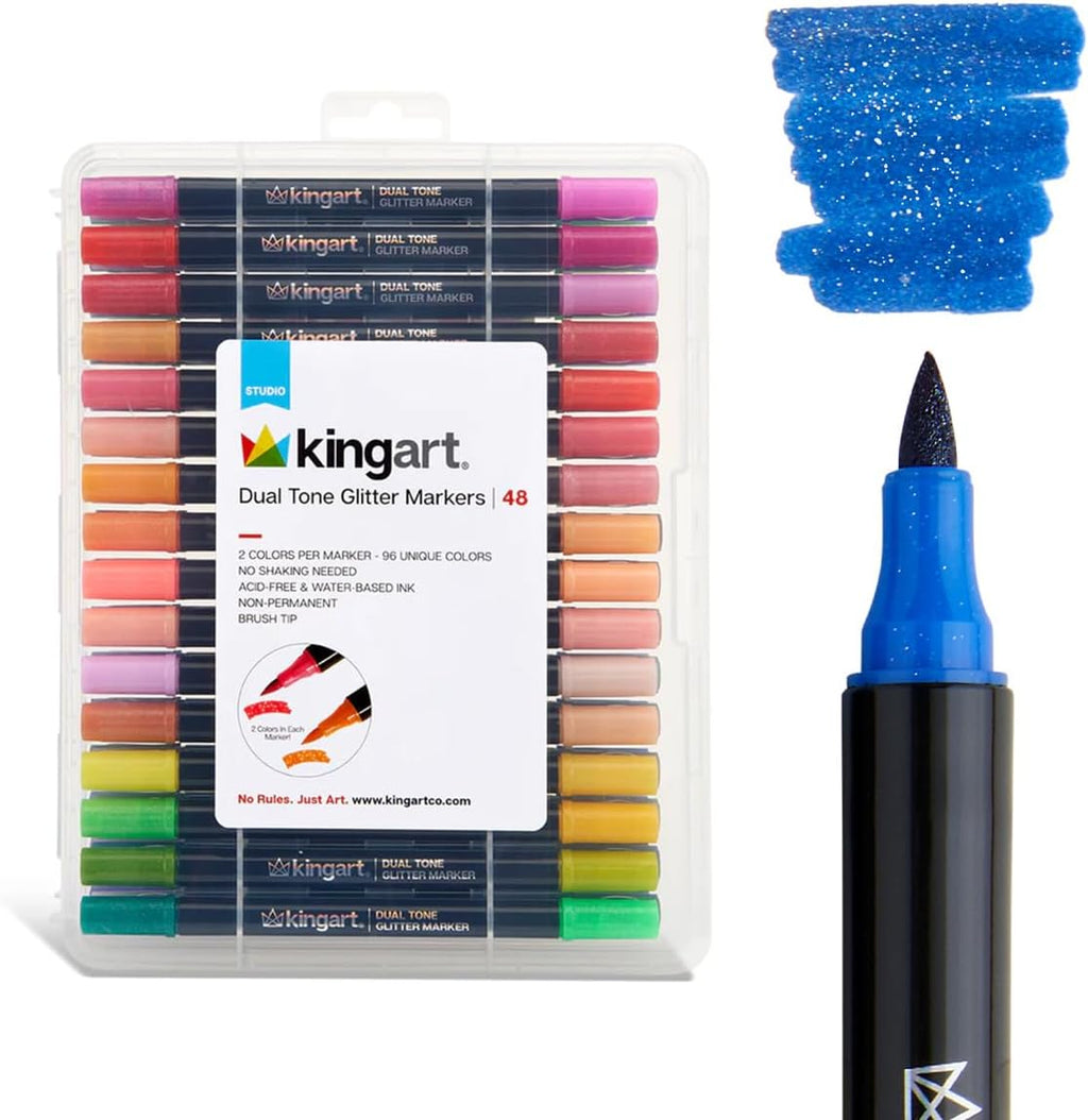 kingart 48-piece acrylic paint marker set – 2mm shown in use