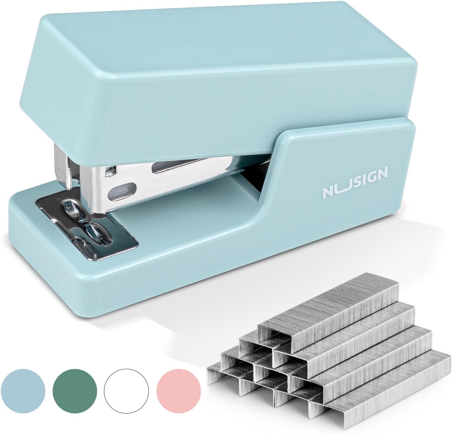 NUSIGN Mini Stapler with 830 Staples, Small Cute Desk Staplers, 25 Sheet Capacity, Blue