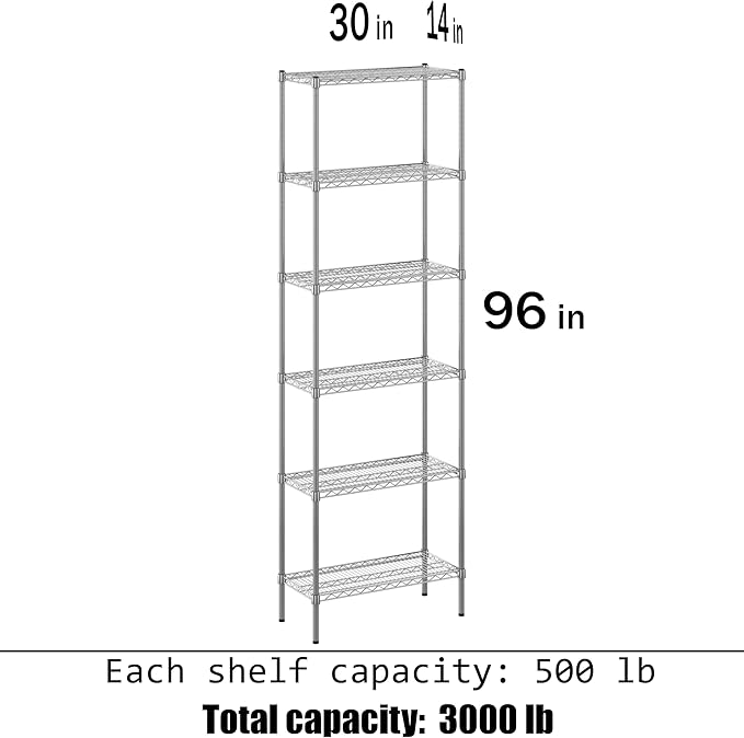 Regal Altair 14" Deep x 30" Wide x 96" Height Wire Shelving Kit | 6-Tier | NSF - Image 3