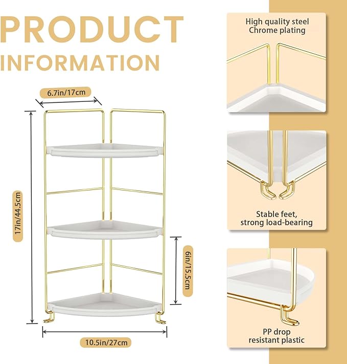 JANUS LiANG 3-Tier Bathroom Organizer Countertop, Corner Bathroom Counter - Image 3