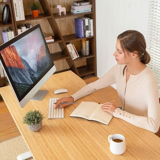 FLEXISPOT EN1 Bamboo Standing Desk, 48 x 24 Inches Whole-Piece Electric Height - Image 2