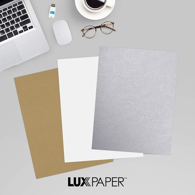 LUXPaper 8.5" x 11" Paper | Letter Size | Silver Metallic | 80lb. Text | 50 Qty - Image 9