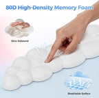 TECKNET Cloud Mouse Pad with Wrist Rest, Ergonomic Cloud Wrist Rest with Non-Slip Base, PU Leather Memory Foam Mouse Pad Wrist Support for Keyboard and Mouse, Pain Relief for Typing, Gaming, White