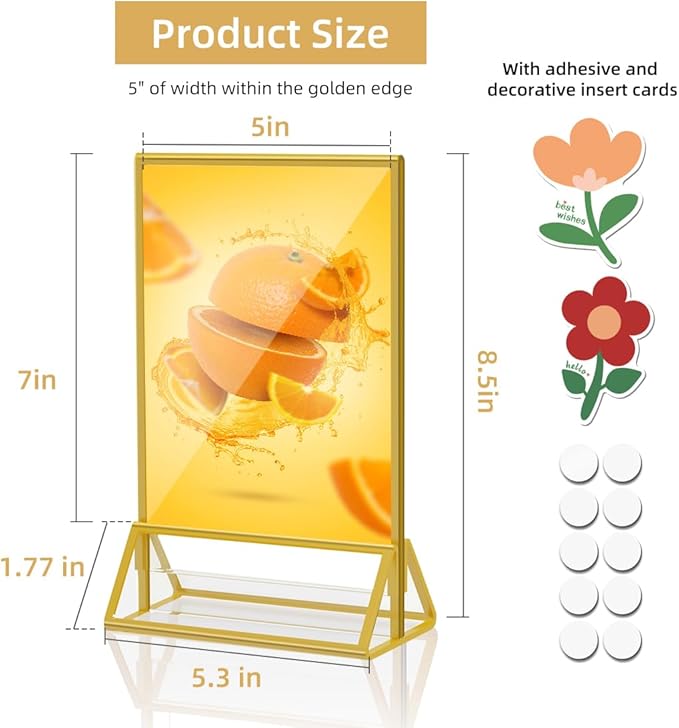 PPH-Sisy Acrylic Sign Holder 5x7 Gold Display Stand, Acrylic Frames - Image 3