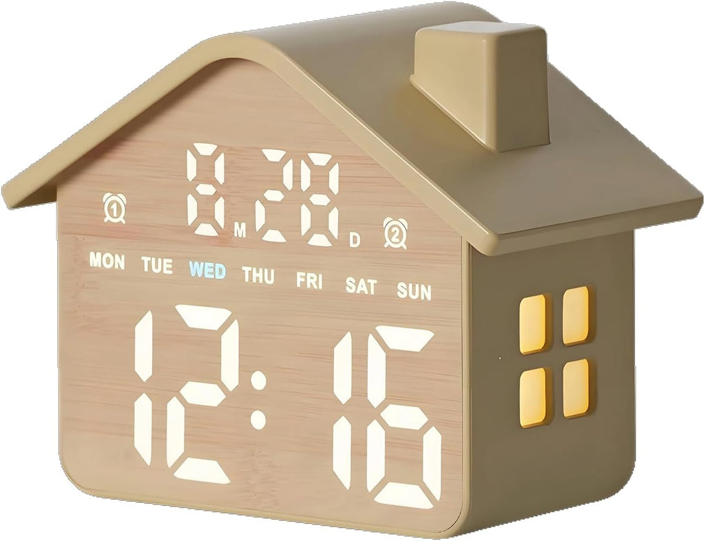 gdq house-shaped led digital alarm clock with night, main product view