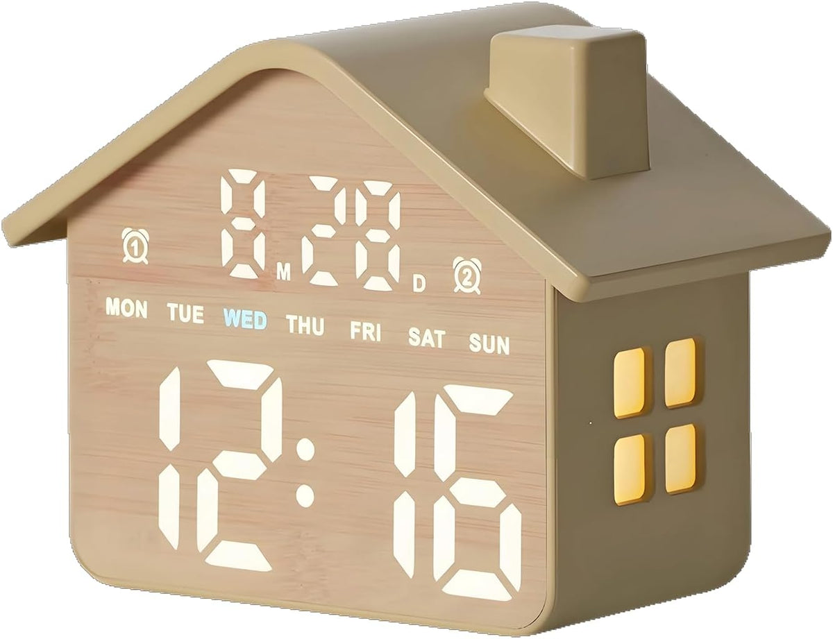 gdq house-shaped led digital alarm clock with night, main product view