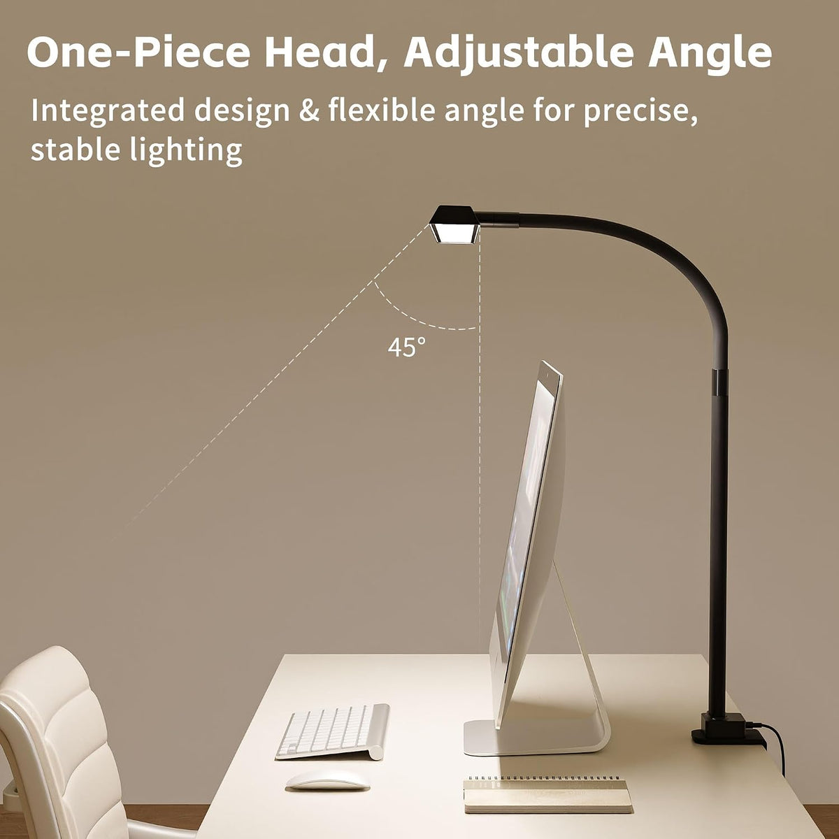 LED Desk Lamp with Clamp for Home Office, 24W Super Bright Tall Desk Light