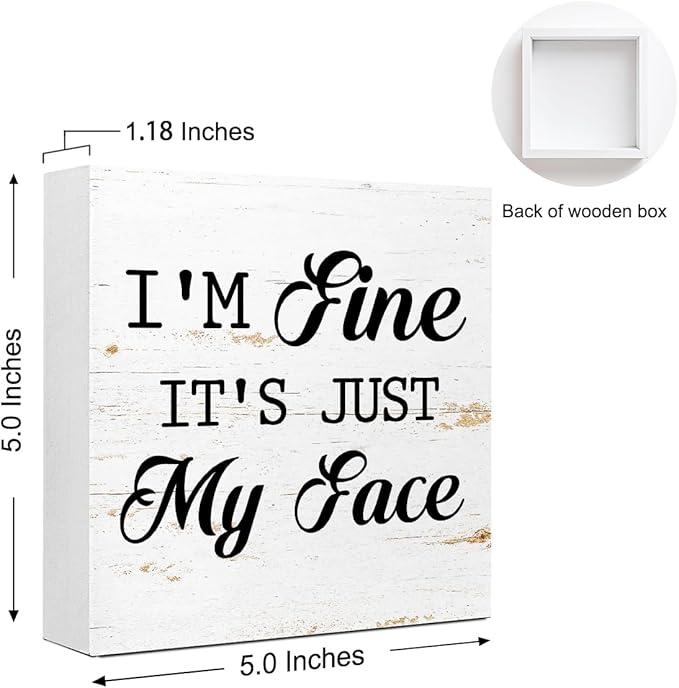 Funny Face Sign, I'm Fine It's Just My Face, Humorous Sarcastic Office Decor - Image 2