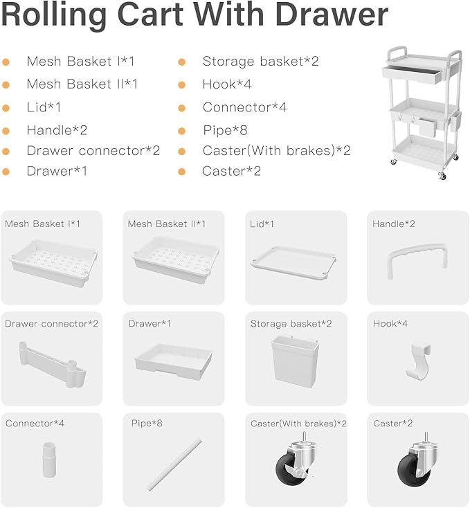 Sorgion 3 Tier Rolling Cart Organizer, Laundry Room Bathroom Organizers and - Image 7
