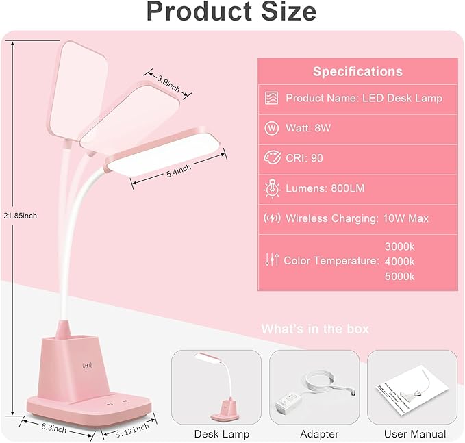 Sailstar Pink Desk Lamp, Small Desk Lamp - Image 6