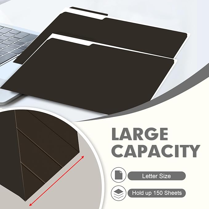 File Folder, PANDRI 120 Pack File Folder, 1/3 Cut Tab, Letter Size, Filing - Image 4