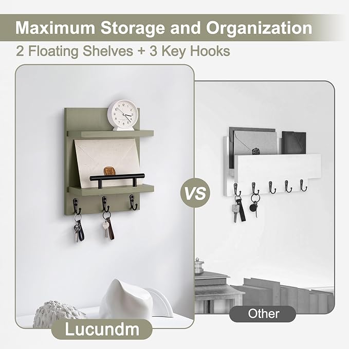 Lucundm Key Holder Wall Mount, Mail Shelf Decor - Image 4