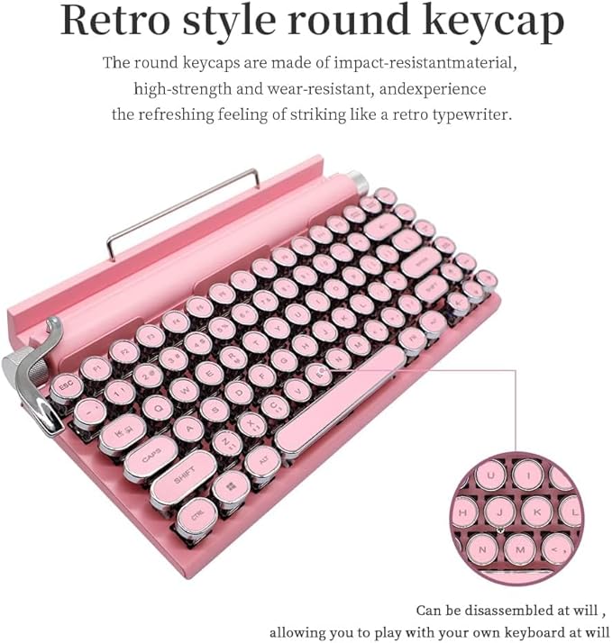 Adventurers Typewriter-Style Retro Mechanical Keyboard LED Backlight 83 Keys - Image 7
