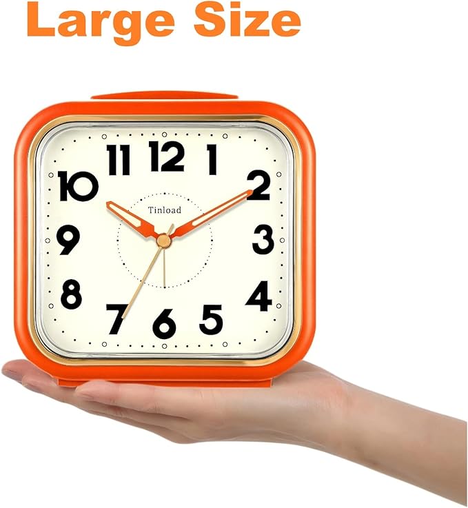 Tinload 5.5" Large Analog Alarm Clock • Silent Non Ticking • Gentle Wake • Beep - Image 4