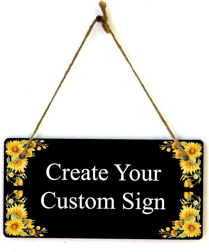 Signs ByLITA Sunflower Corners Black Background Personalized Hanging Wall or by SignsByLITA