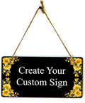 Signs ByLITA Sunflower Corners Black Background Personalized Hanging Wall or by SignsByLITA