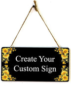 Signs ByLITA Sunflower Corners Black Background Personalized Hanging Wall or by SignsByLITA