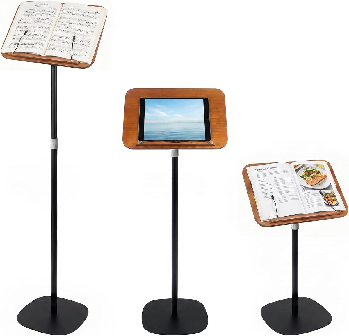Music Stand for Sheet Music, Heavy Duty Stable Base, Black