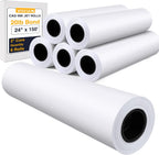 VOISEN Wide Format Paper,6 Rolls Plotter Paper 24 In x 150 Ft, CAD Bond Rolls,20lb,Bond Paper on 2" Core for CAD Printing on Wide Format Ink Jet Printers