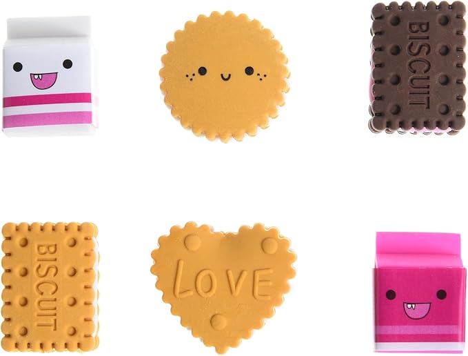 Cookie Erasers for Kids, 12 Pieces 3D Cute Food Puzzle Mini Biscuit Eraser - Image 2
