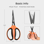 GROWNEER 6 Packs Trimming Scissors Teflon Coated Non Stick Blades Pruning - Image 2