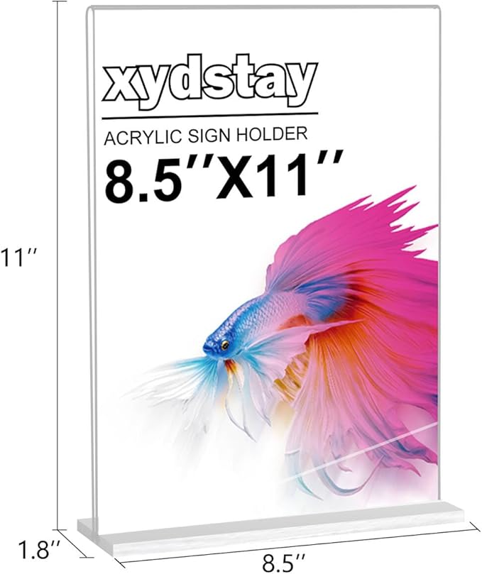 xydstay 6pack Acrylic Sign Holder 8.5 X 11, Vertical T Shape Clear Plastic Menu - Image 2