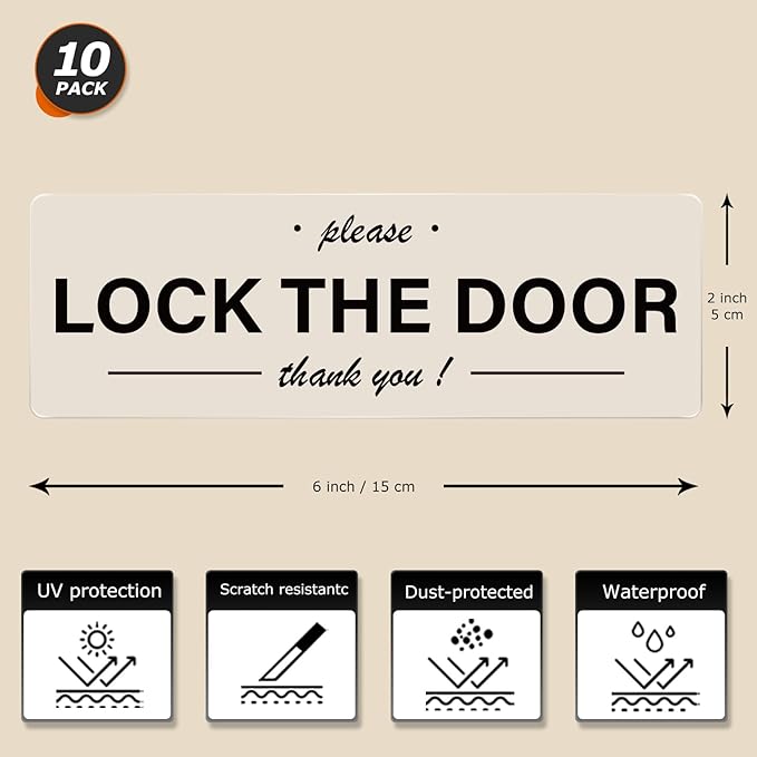YIKIADA Please Lock The Door Sticker 6 × 2 Inches Vinyl Self-Adhesive Decals - Image 2