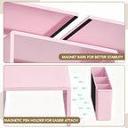 leketree dual monitor stand riser with drawer and showing dimensions
