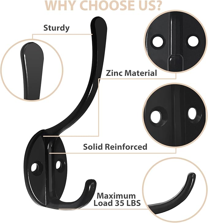 Homanu 14 Pack Coat Hooks Wall Mounted - Image 3