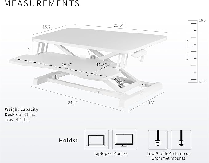 VIVO 26 inch Desk Converter, K Series, Height Adjustable Sit to Stand Riser - Image 3