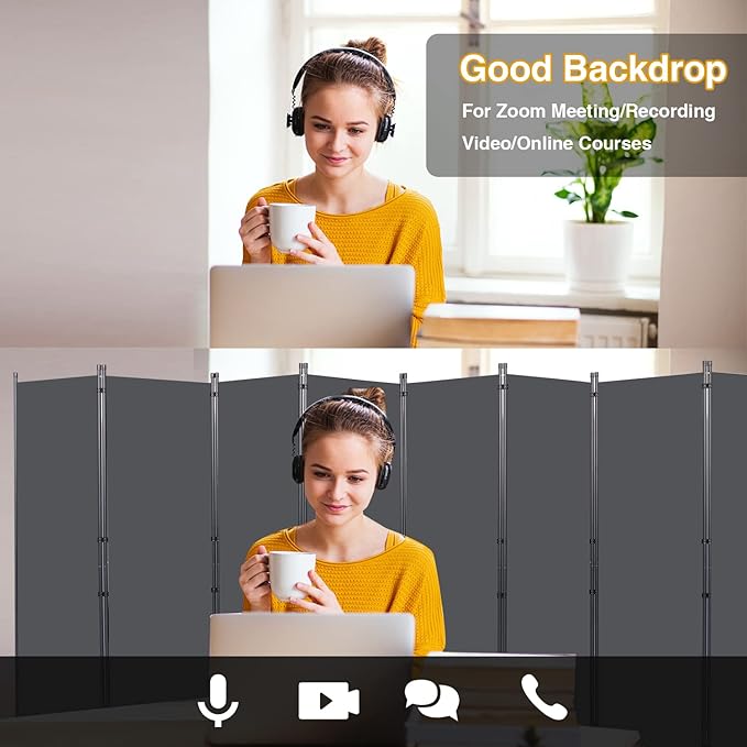 CHOSENM Room Divider, 8 Panel Folding Privacy Screens - Image 7
