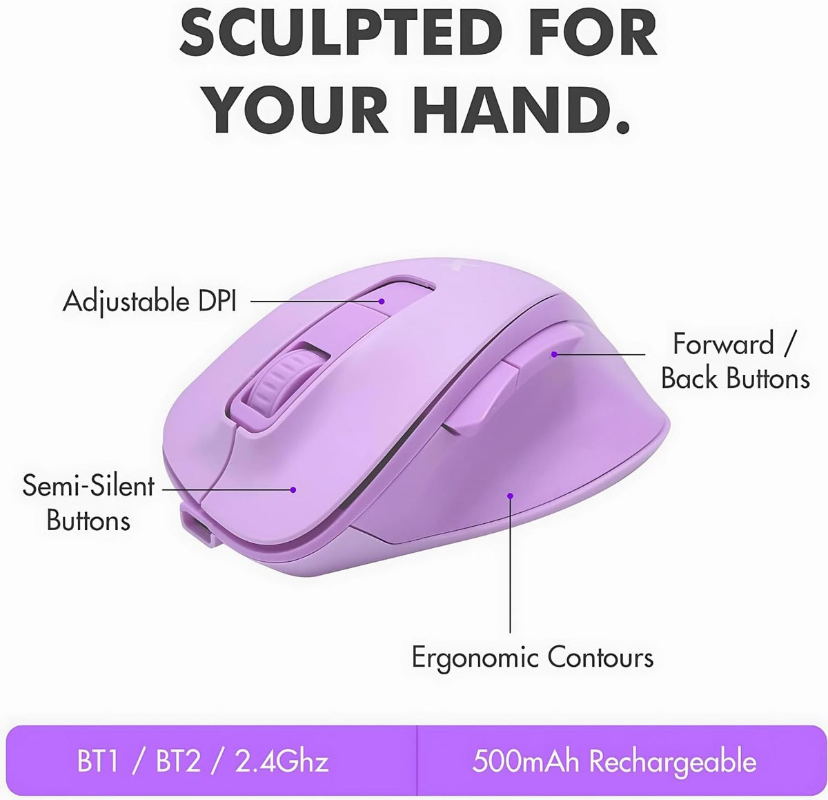 X9 Ergonomic Keyboard and Mouse Wireless Combo - Purple Keyboard and Mouse Wi...
