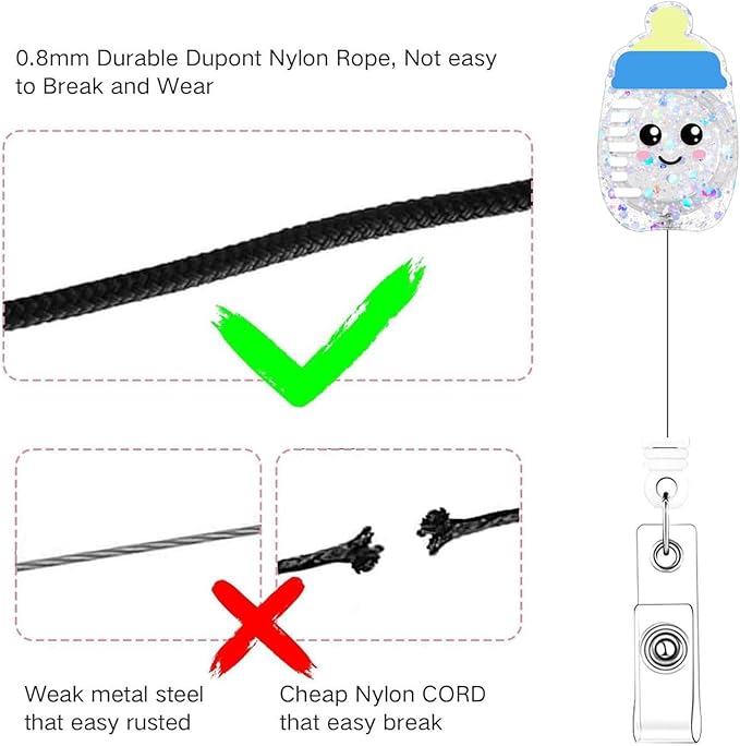 2Pcs Cute Baby Bottle Badge Reel Retractable - Image 3