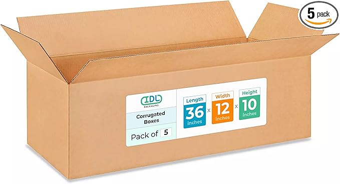 Large Shipping & Moving Boxes 36 x 12 x 10 inches by IDLPackaging
