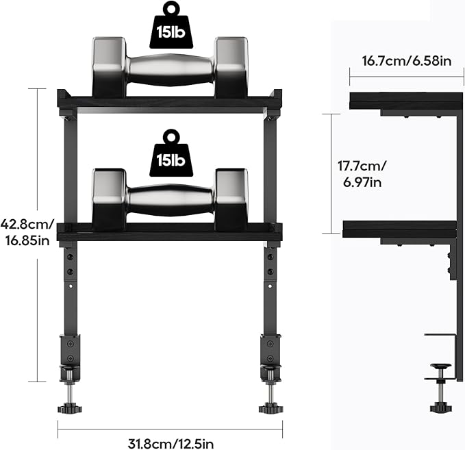 ART-GIFTREE Clamp On Desk Shelf 2-Tier, 12.5 inche Wood Shelving Unit - Image 3