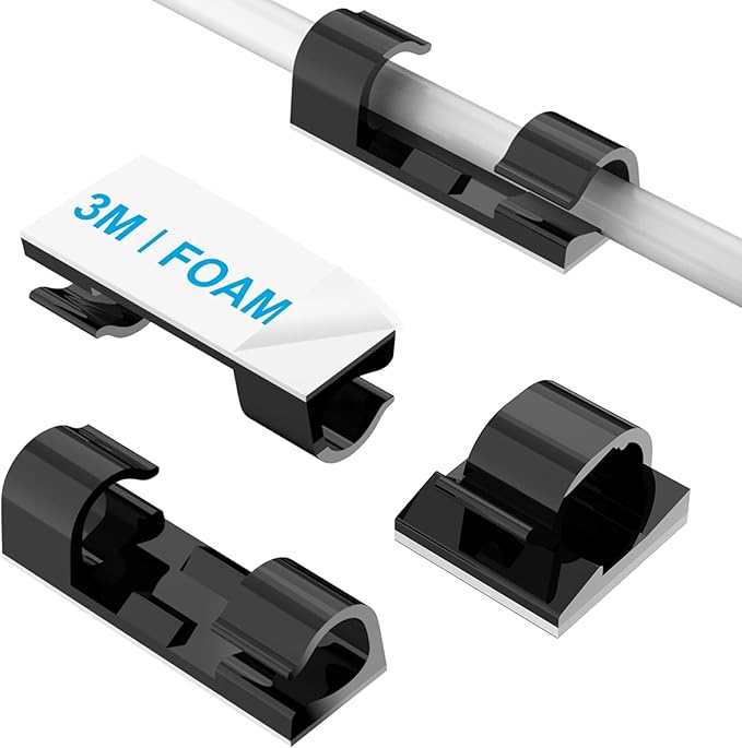 Self-Adhesive Cable Clips Black, Upgraded Wire Clips by TidyHelper